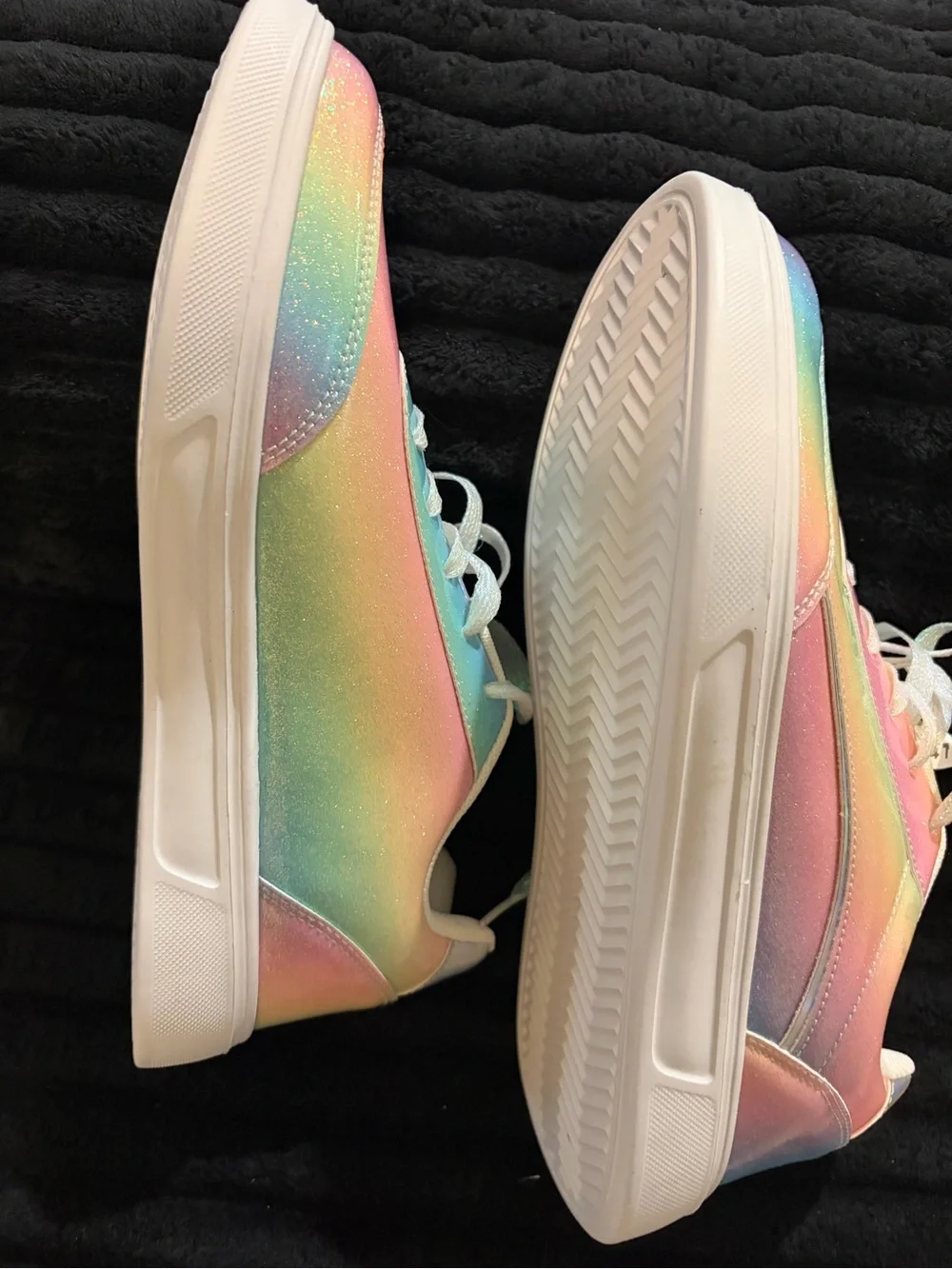 Iridescent Pastel Rainbow Glitter Sneakers